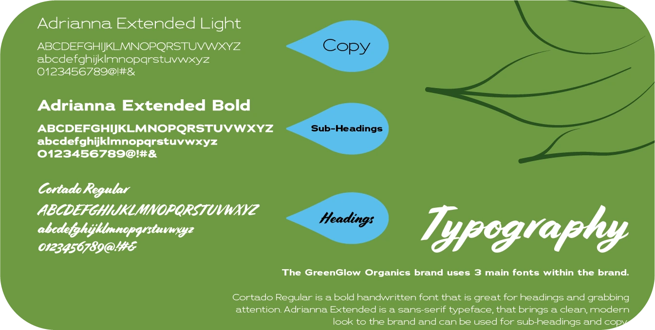GreenGlow Organics Typography